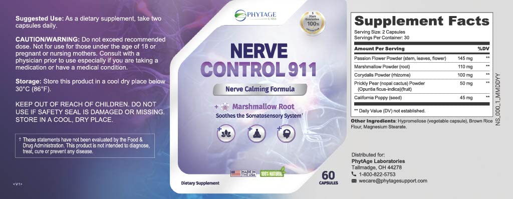 Nerve Control 911 – Natural Plant-Based Nerve Health Supplement (60 Capsules)