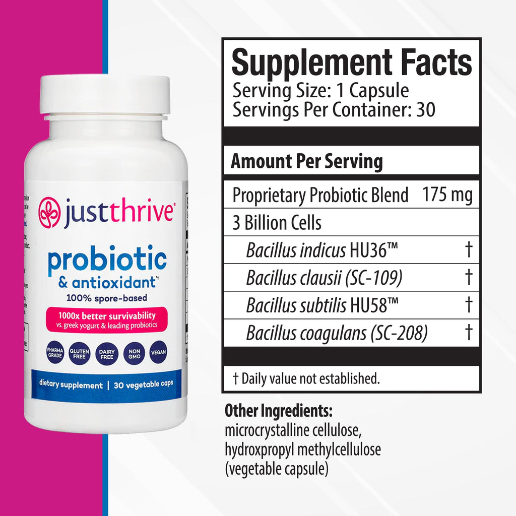 Just Thrive Probiotic & Antioxidant Supplement -30 Caps