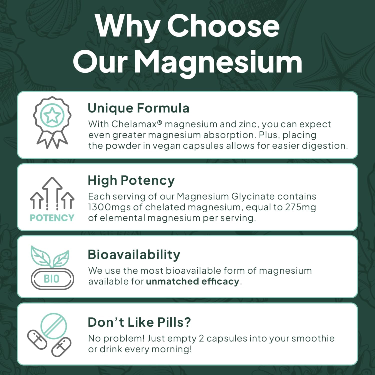 Organics Ocean Pure Magnesium Glycinate with Zinc – Advanced Support for Muscles, Sleep & Overall Wellness